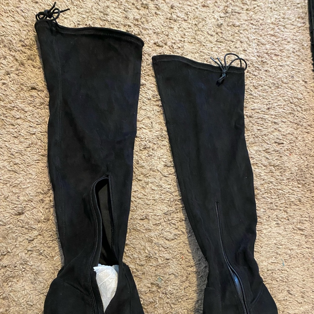 Black knee high heel boots
